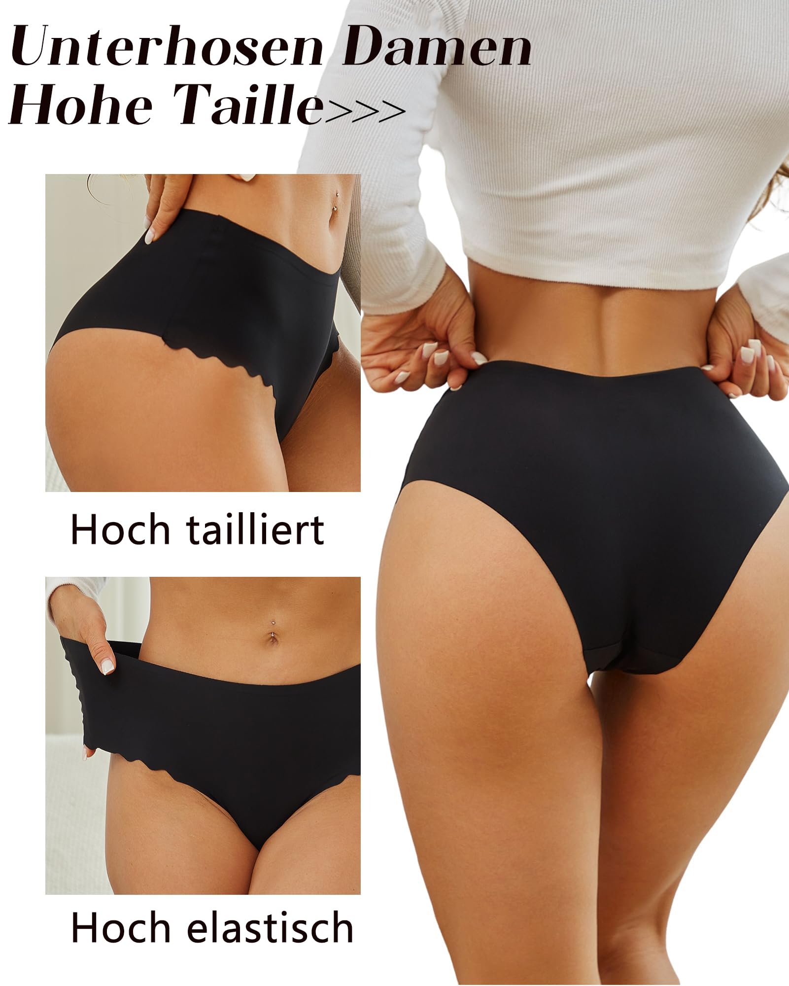 Sth Big Unterhosen Damen Nahtlose Hohe Taille Seamless Slips Damen High Waist Unterwäsche Frauen Bequem Hipsters Pantys Ohne Abzeichnen Taillenslip Nahtlos Underwear Women Slips Mehrpack 6 4