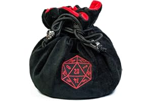 Cusdie High-Capacity Velvet Dice Bags with Pockets Storage Bag Capacity 200+ Dice Holder for DND RPG Game Dices Collection(Bl