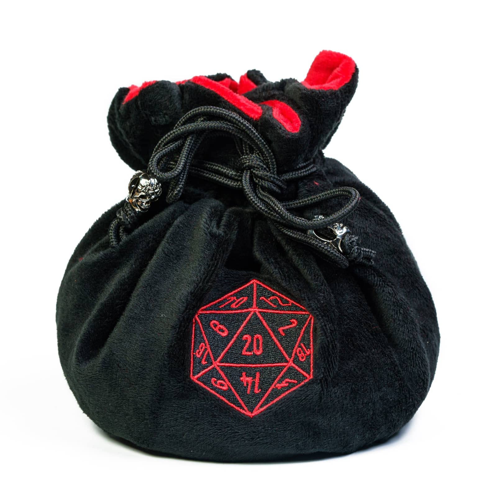cusdie High-Capacity Velvet Dice Bags with Pockets Storage Bag Capacity 200+ Dice Holder for DND RPG Game Dices Collection(Black)