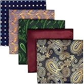 SHLAX&WING Assorted 5 Pieces Mens Silk Pocket Squares Handkerchiefs Set Lot