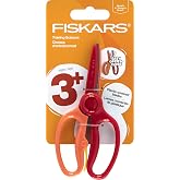 Fiskars Training Kids Scissors for Preschoolers Ages 3+, Red | Scissors with Safe Plastic Blades for Preschoolers &amp; Crafting, Easy Grip Handles Designed for Kids, Back to School Supplies
