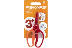 Fiskars Training Scissors for Preschoolers Ages 3+, Small Kids Safety Scissors with Training Lever, Easy to Use, Preschooler Art Supplies, Back To School, Red