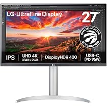 LG Ultrafine 27 inch 4K UHD (3840x2160) IPS Monitor, USB-C PD 90W