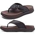 KuaiLu Mens Orthotic Flip Flops Men's Recovery Walking Sandals Adjustable Thick Athletic Cushion Sport Slides for Man, Water Resistant & Lightweight, Soft Comfort Fit & Arch Support