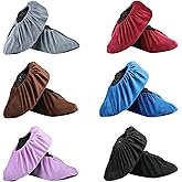 6 Pairs Non Slip Reusable Shoe Covers, Washable Shoe Protectors Covers, Soft Thickened Foot Boot Shoe Covers, Cotton Shoe Cover for Indoors, Home, Household, Office, Laboratory (6 Colors, L)