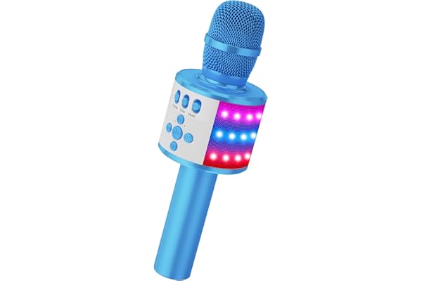 BONAOK Karaoke Microphone for Kids & Adults - Bluetooth Microphones Singing Mic with Disco Lights, Echo Effect, Built-in Speaker Portable Karaoke Player for Party Travel Gifts Q78(Blue)