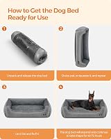 Feandrea XXL Linen Look Dog Bed with Raised Edges 120 x 90 cm Grey view 8
