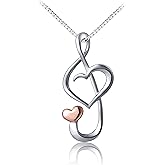DAOCHONG S925 Sterling Silver Musical Note Pendant Necklace, Box Chain 18 inches