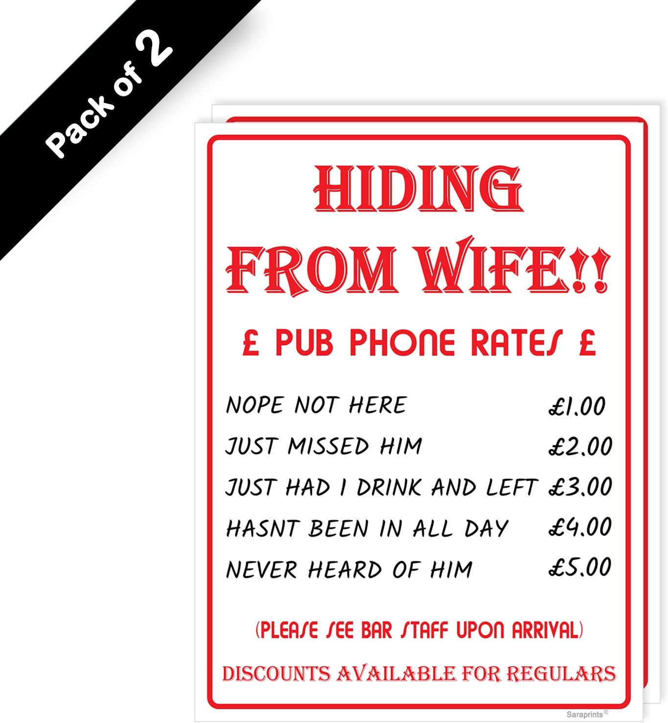 Pack of 2 Funny Bar Sign Self Adhesive Waterproof Vinyl Stickers 200mm x 150mm V1232 - Image 3
