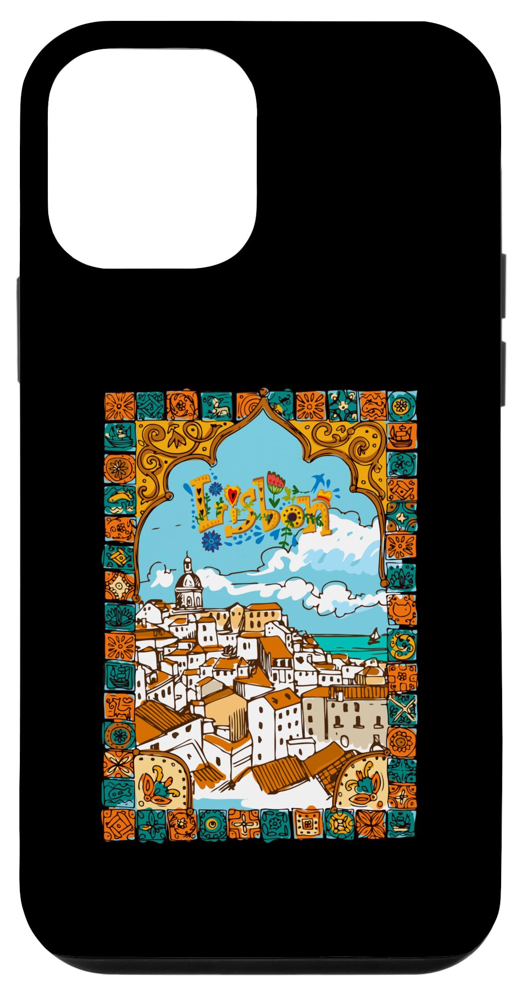 iPhone 12 mini Lisbon City Skyline Vintage Retro Design Portugal Ornaments Case