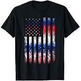 Red White Blue Vintage American Flag Tie Dye Tee 4th Of July T-Shirt for Women Men