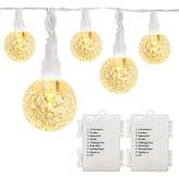 LOENDE Battery Operated Globe String Lights 16FT Waterproof 30 LED 8 Modes Outdoor String Lights Crystal Ball String Light with Timer for Backyard Garden Balcony Pergola, Warm White (2 Pack)