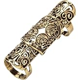 Szxc Jewelry Women's Crystal Double Full Finger Armor Knuckle Ring Adjustable