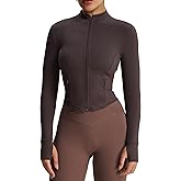 Aoxjox Women's Geo Full Zip Velura Jacket Workout Buttery Soft PlushFlex™ Long Sleeve Thumbhole with Pocket Cardigan