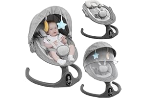NAPEI Baby Swing for Infants to Toddler,Electric Portable Baby Swing and Bouncer,Bluetooth Infant Swing for Newborn with Remote Control,10 Music,5 Speed,3 Seat Position,Baby Rocker for Baby 0-9 Month