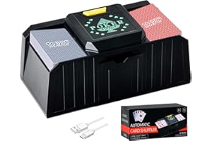 TAAVOP Automatic Card Shuffler 1-2 Deck, USB & Battery Operated Quiet Electric Playing Card Shuffler, Card Dealer Machine for UNO, Blackjack, Family Party Poker (Black - Sensor)