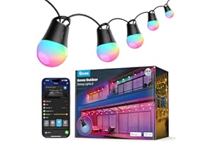 Govee Smart Outdoor String Lights 2, 144ft Outdoor Lights with Dimmable Warm White LED Bulbs, 47 Scene Modes for Patio, Backyard, Balcony, IP65 Waterproof, Works with Alexa, App Control