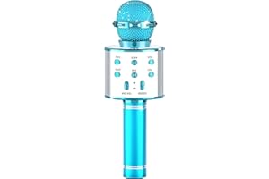 IJO Handheld Bluetooth Karaoke Microphone-Kids Birthday Wireless Mic Singing Toys-Gifts for Age 3 4 5 6 7 8 9 10 Years Old Girls and Boys(Blue)