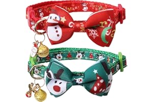 Lamphyface Christmas Cat Collar Breakaway with Bow Tie and Bell for Kitty Adjustable Safety