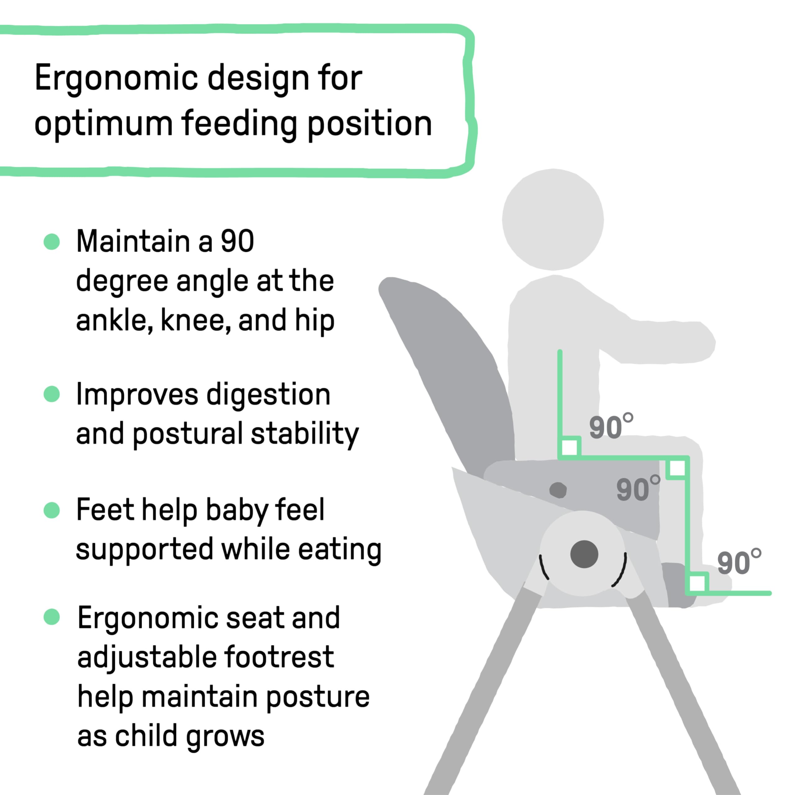 Ingenuity Proper Positioner Deluxe High Chair - 7-in-1 Convertible Baby Seat, Faux Wood Print Legs, Unisex, for Ages 0-36 Months