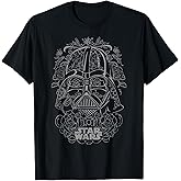 Star Wars Vader Sugar Skull Line Art T-Shirt