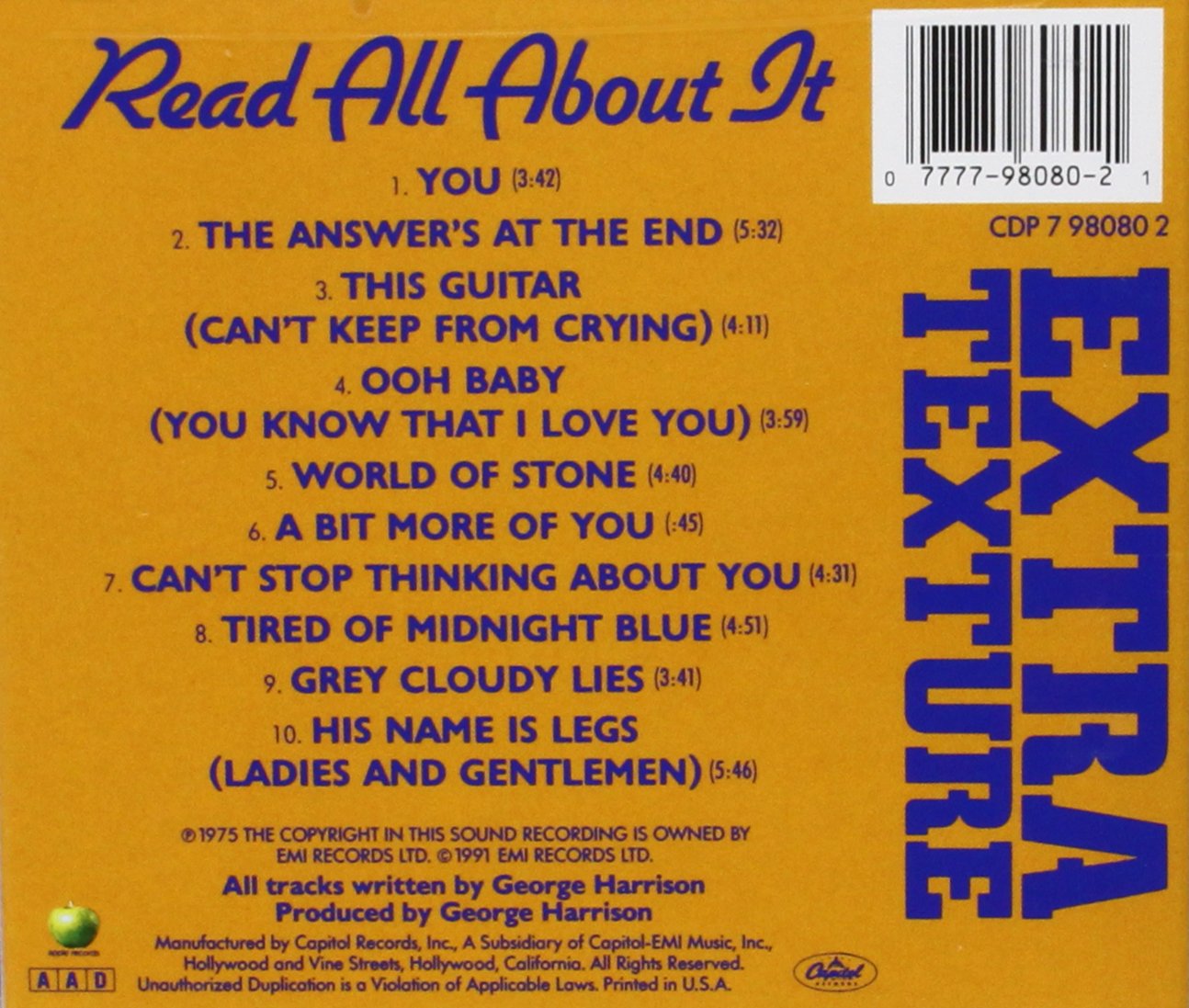 photo George Harrison Extra Texture Cd extra texture read all about