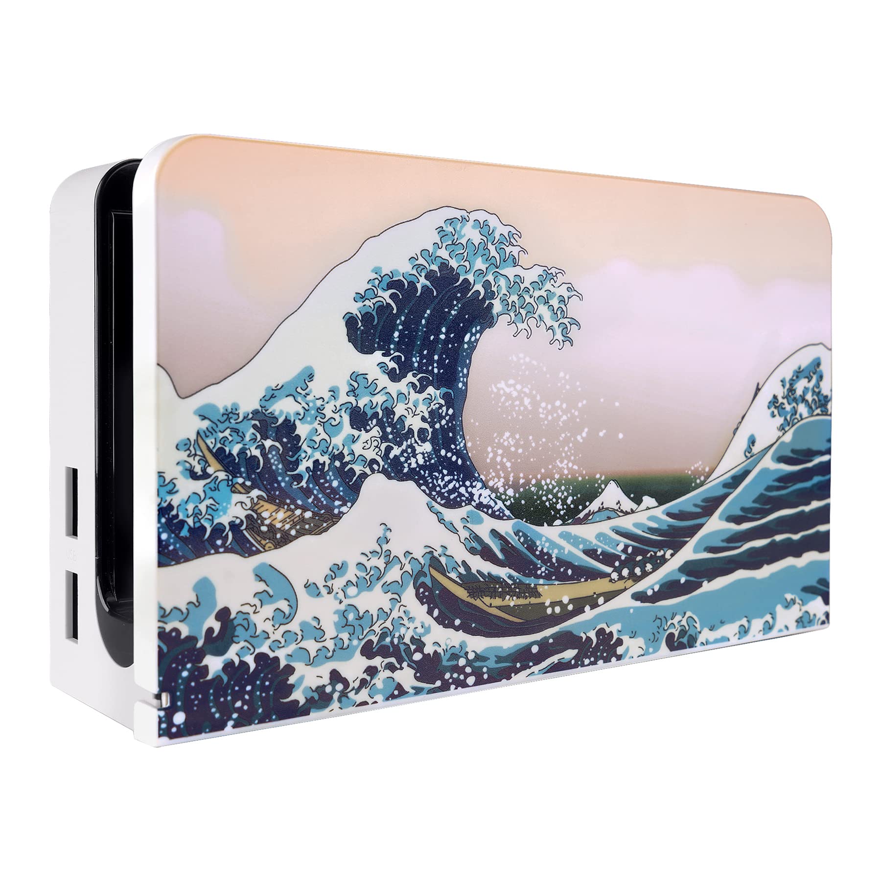 PlayVital The Great Wave Custom Dock Cover for Nintendo Switch OLED, Dust Anti Scratch PC Hard Faceplate Shell Cover for Nintendo Switch OLED Charging Station - Dock NOT Included