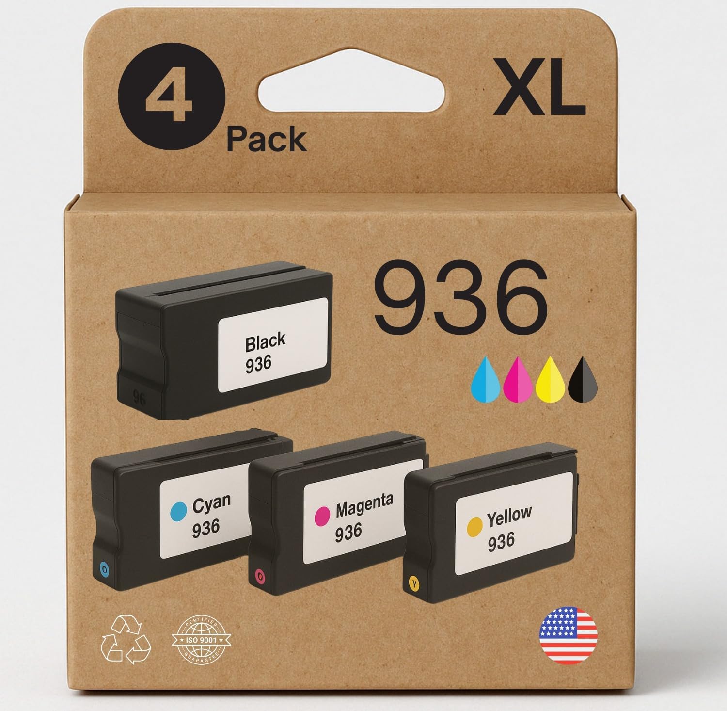 Photo 1 of AMAZINK Compatible Replacement Ink Cartridge for 936XL Ink. Works with 9110b 9122e 9125e 9135e 9128e 9130b Printers. 4 Pack 936