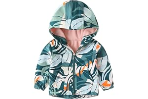 Toddler Baby Boy Girl Printed Fleece Lined Jackets Waterproof Softshell Hooded Windbreaker Coat for Spring Fall