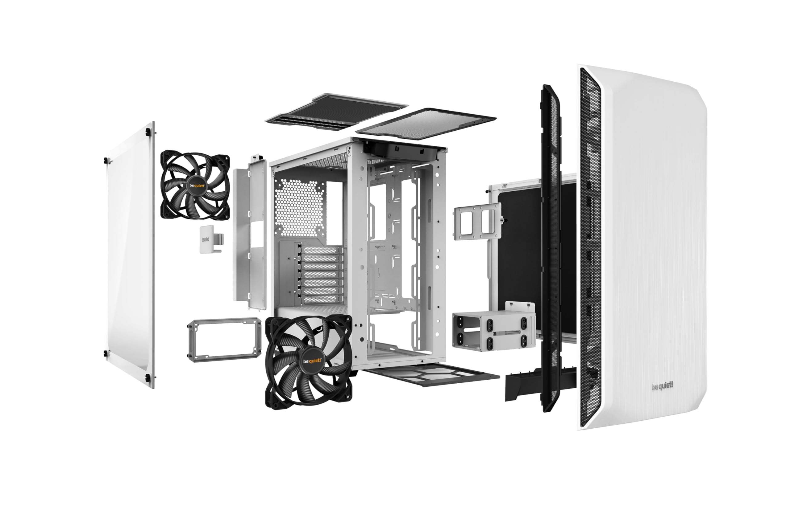 be quiet! Pure Base 500 ATX Midi Tower PC case | Tempered Glass Window | Two Pre-Installed Silent Wings Fans | White | BGW35