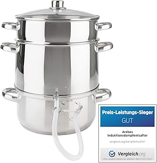 Arebos Dampfentsafter | 15 L | Edelstahl | für alle Herdarten geeignet | Ø 26cm | spülmaschinengeeignet | Induktionsdampfentsafter