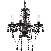 LaLuLa Black Chandelier Small Crystal Chandelier Lighting Mini Acrylic Chandeliers 4 Light Modern Pendant Light Fixtures for Bedroom