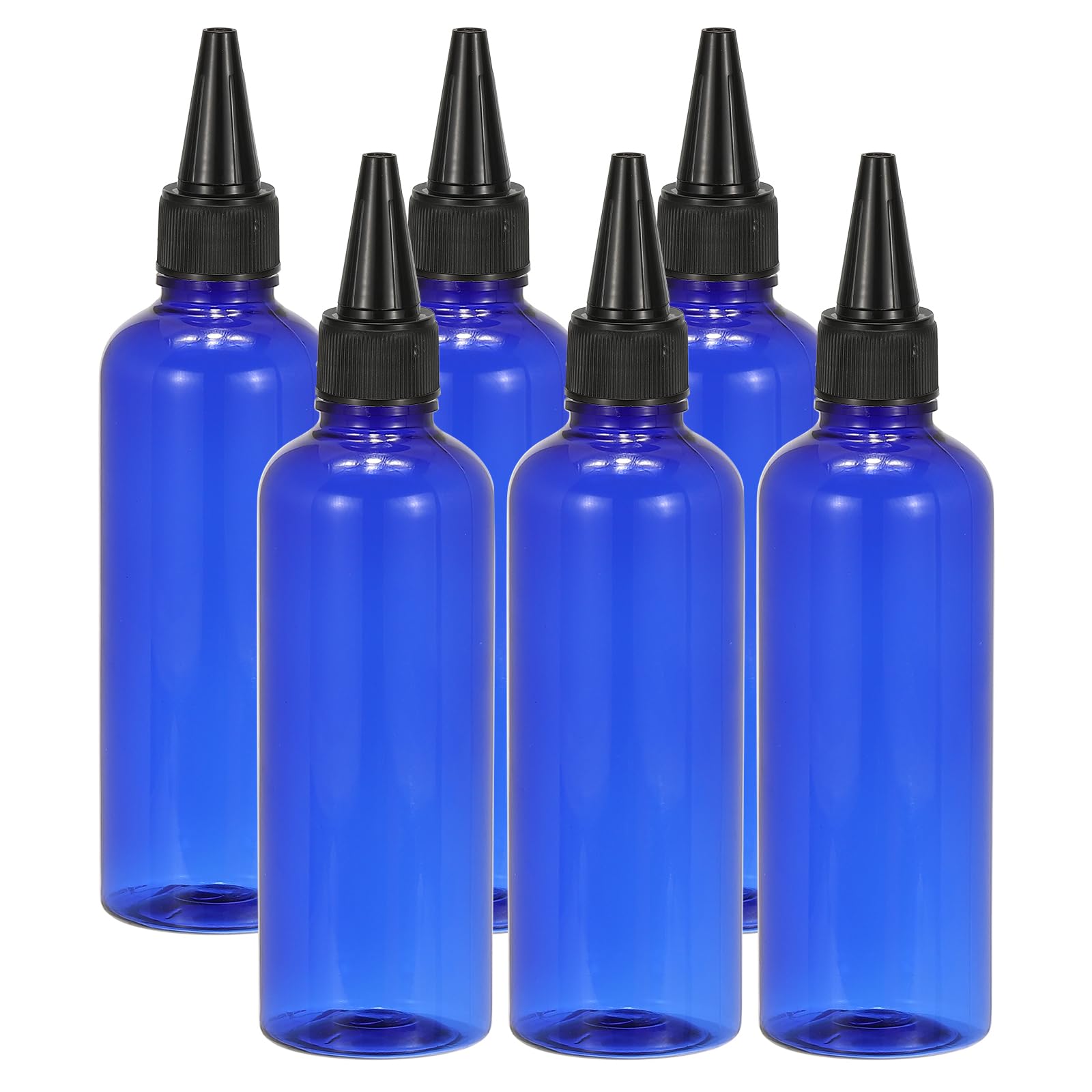 PATIKIL Plastic Applicator Bottle, 6 Pcs 3.4oz(100ml) Leak Proof Refillable Empty Dispenser Container Squeeze Bottle with Twist Top Cap for Hair Ink Liquid Sauces, Blue