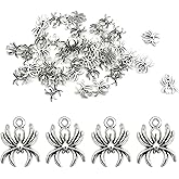 dxfiuyio 50Pcs Silver Spider Charms Pendants Gothic Antique Silver Alloy Spider Charms for Jewelry Making Bracelets Keychain Earrings DIY