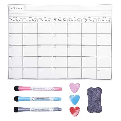 Calendario magnético de borrado en seco para refrigerador ...