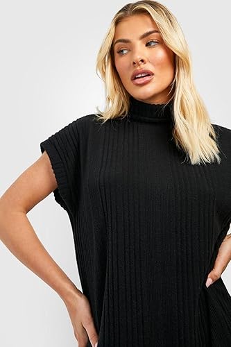 Viottiset Women's Turtleneck Oversized Sweater Dress Sleeveless