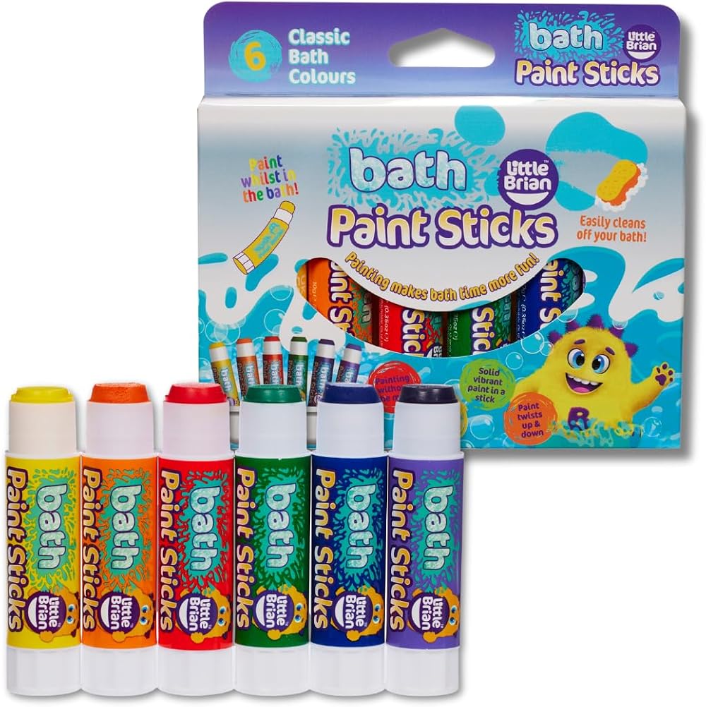 Little Brian Bath Paint Sticks 6 Pack Bath Crayons Twist Up Mess Free