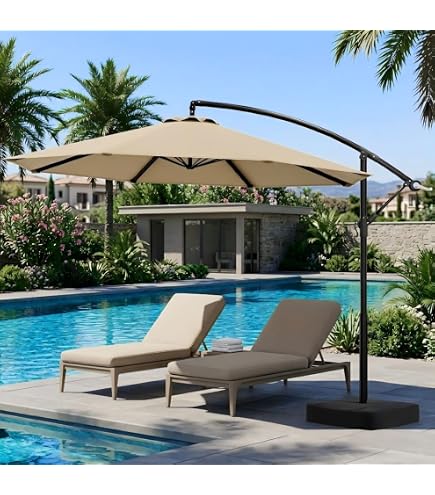 Kozyard 10' Offset Cantilever Hanging Patio Umbrella Large Market Style for Outdoor Balcony Table or Large Garden Terrace (Blue) : Patio, Lawn & Garden