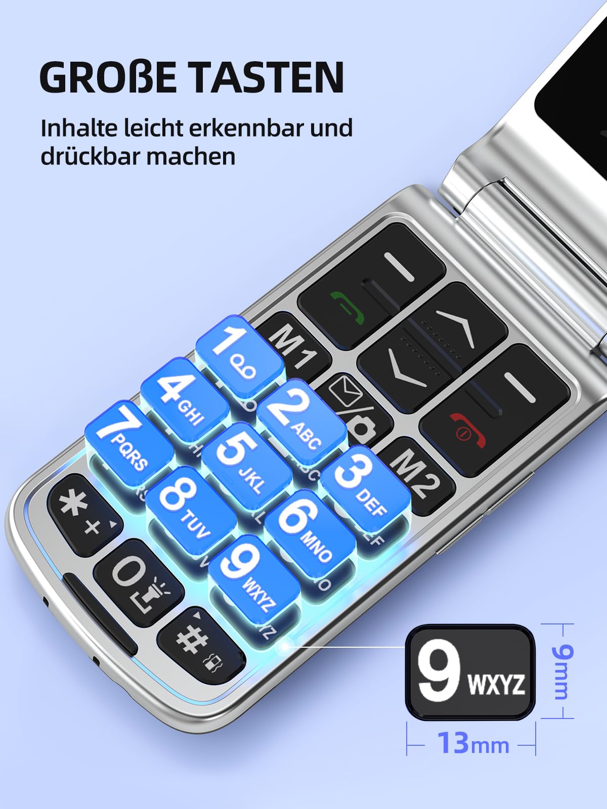 SweetLink F1 Seniorenhandy Ohne Vertrag, Klapphandy Mit Großen Tasten, 1000 mAh Akku, FM Radio, 2,4 Zoll Display, Dual SIM, 5 SOS Notruftaste für Senioren