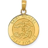 10k Yellow Gold Saint Michael Pendant Necklace with Archangel Engraving, Catholic Saint Medal for Men or Women, Christian Religious Jewelry Symbolizing Protection, Courage, and Spiritual Strength