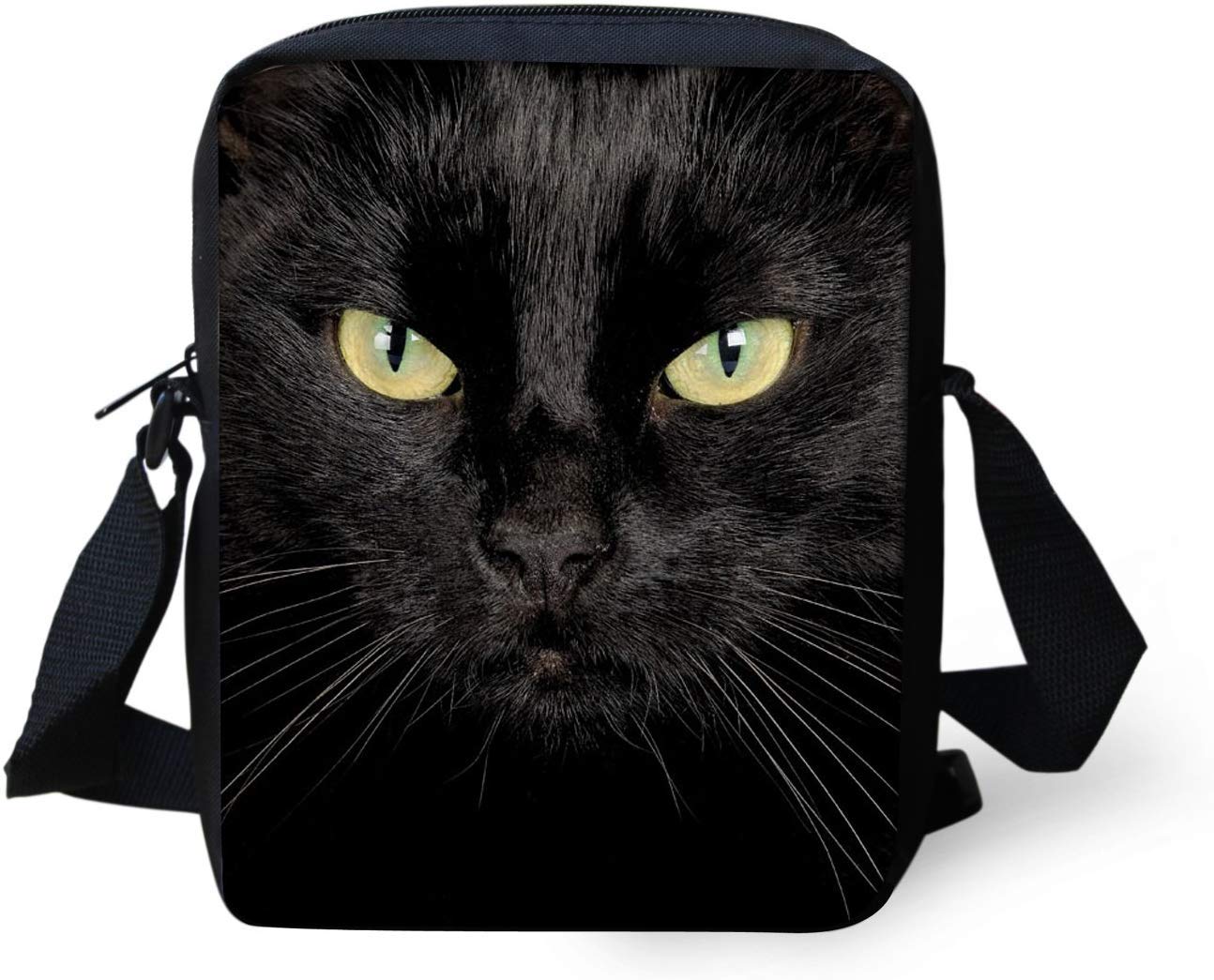 Coloranimal Travel Outdoor Small Messenger Bags for Women Girls Funny Black Cat Printed Carrier Crossbody Handbags — image 1