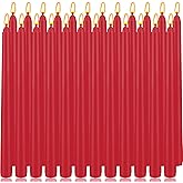 24 Pack Red Taper Candles 10 Inch, Unscented Dinner Candles Bulk for Valentine's Day Decorations, Wedding Centerpieces, Holiday Dining Table Decor, 7-8 Hours Long Burning Tapered Candles