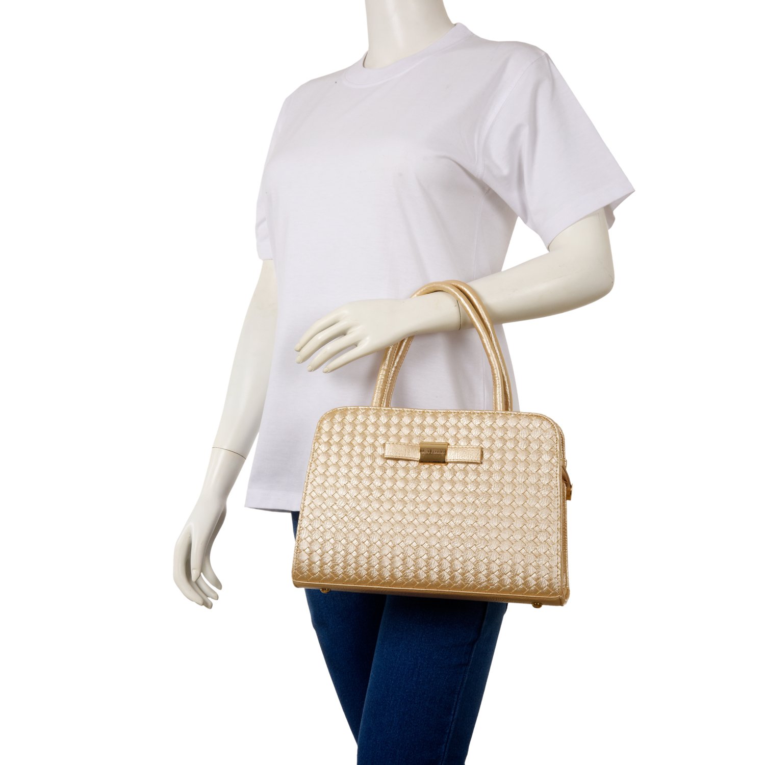 lino perros women's satchel handbag (golden)