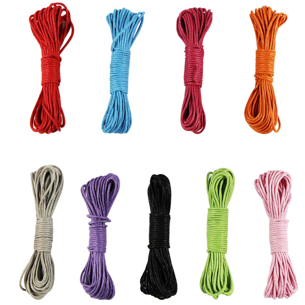 EDGEAM 9PCS Waxed Cotton Cord for Jewellery Making DIY Necklace Bracelet (1 MM, Multi-color)