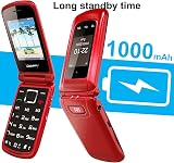 uleway Big Button Unlocked Senior Flip Phone GSM 2G SOS 1000mAh Red view 5