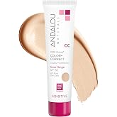 Andalou Naturals 1000 Roses CC Color + Correct with SPF 30, Sheer Beige, 2-in-1 Face Sunscreen + CC Cream for Sensitive Skin, Helps Correct Uneven Skin Tone, Reef Safe Sunscreen, 2 Fl Oz