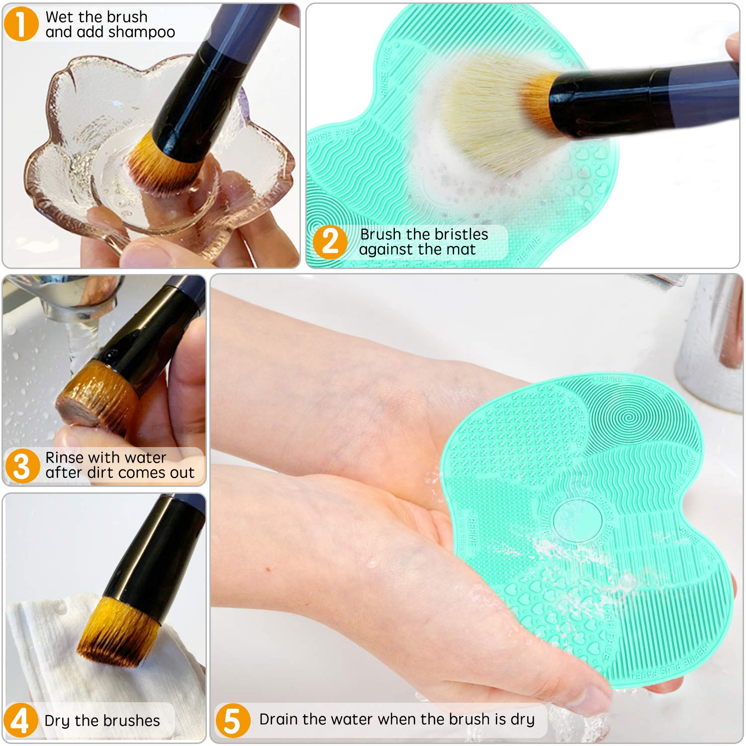 Portable Makeup Brush Cleaning Mat, Pack of 2 Colors Silicone Suction Cup Portable Cosmetic Brush Cleaning Tool for Travel & Home: Beauty