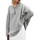 Saodimallsu Womens Oversized Tunic Sweaters Long Sleeve Crew Neck Chunky Knit Slouchy Casual Pullover Sweater Tops
