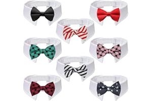 Koolmox Cat Bow Tie Collar, Adjustable Cat Tuxedo Collar, White, Size S, Solid, Plaid, Striped Patterns, All Breeds, All Life