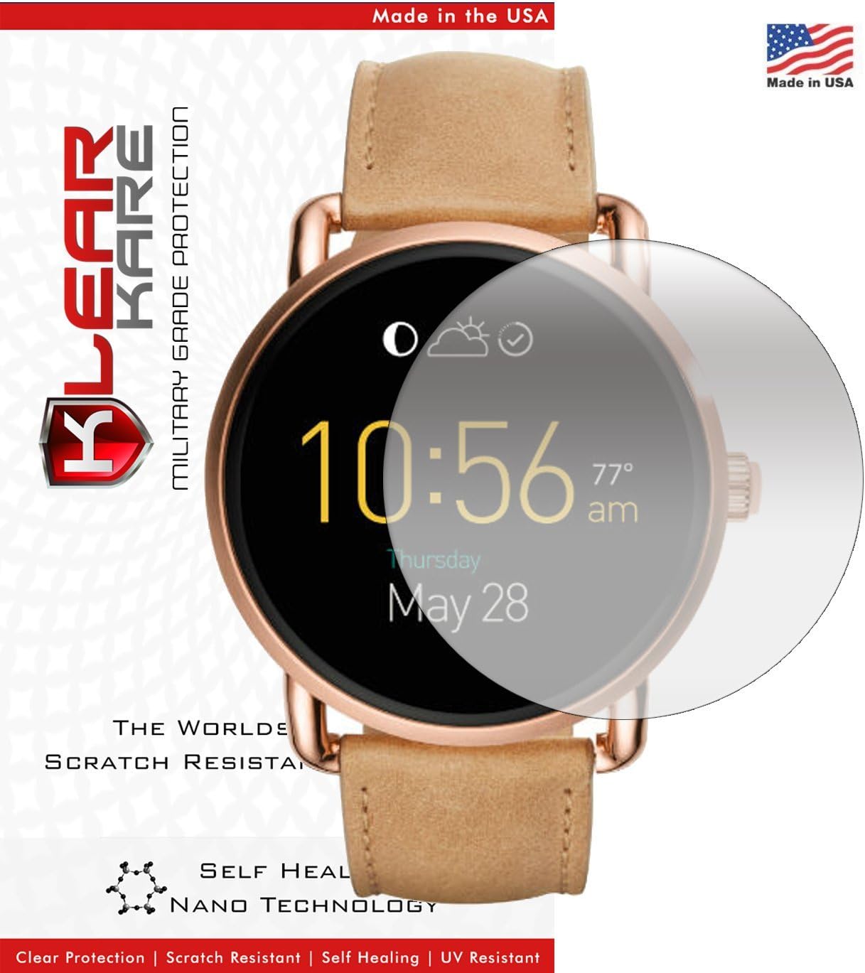 KlearKare Invisible Screen Shield Protector for Fossil Q Marshal | (HD) Clear | Self Healing Nano Technology | Bubble Free